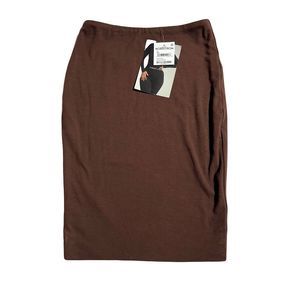 Naked Wardrobe Hourglass Mini Skirt Bodycon Pencil Chocolate Size S Small NWT